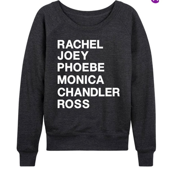 Instant Message Tops - FRIENDS Charcoal Slouchy Pullover